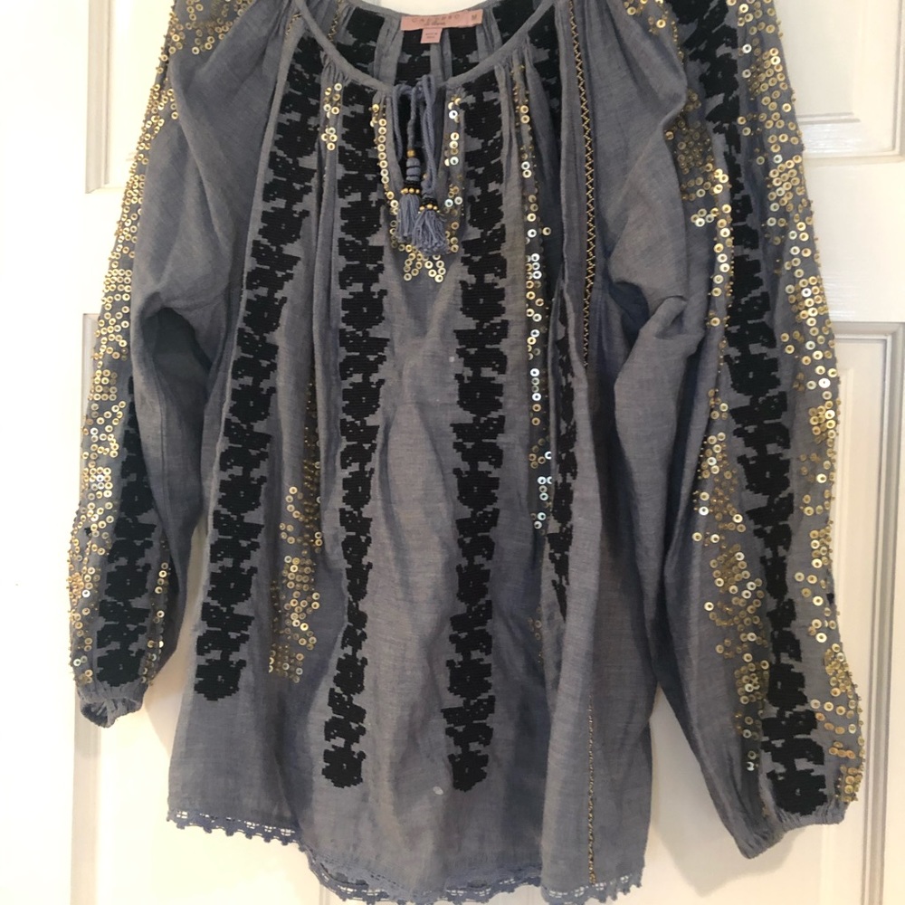 Beaded and embroidered Boho top